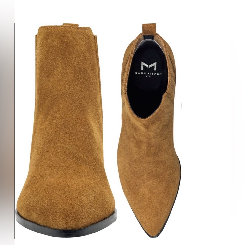 Marc Fisher Yolli Bootie- medium Natural Suede